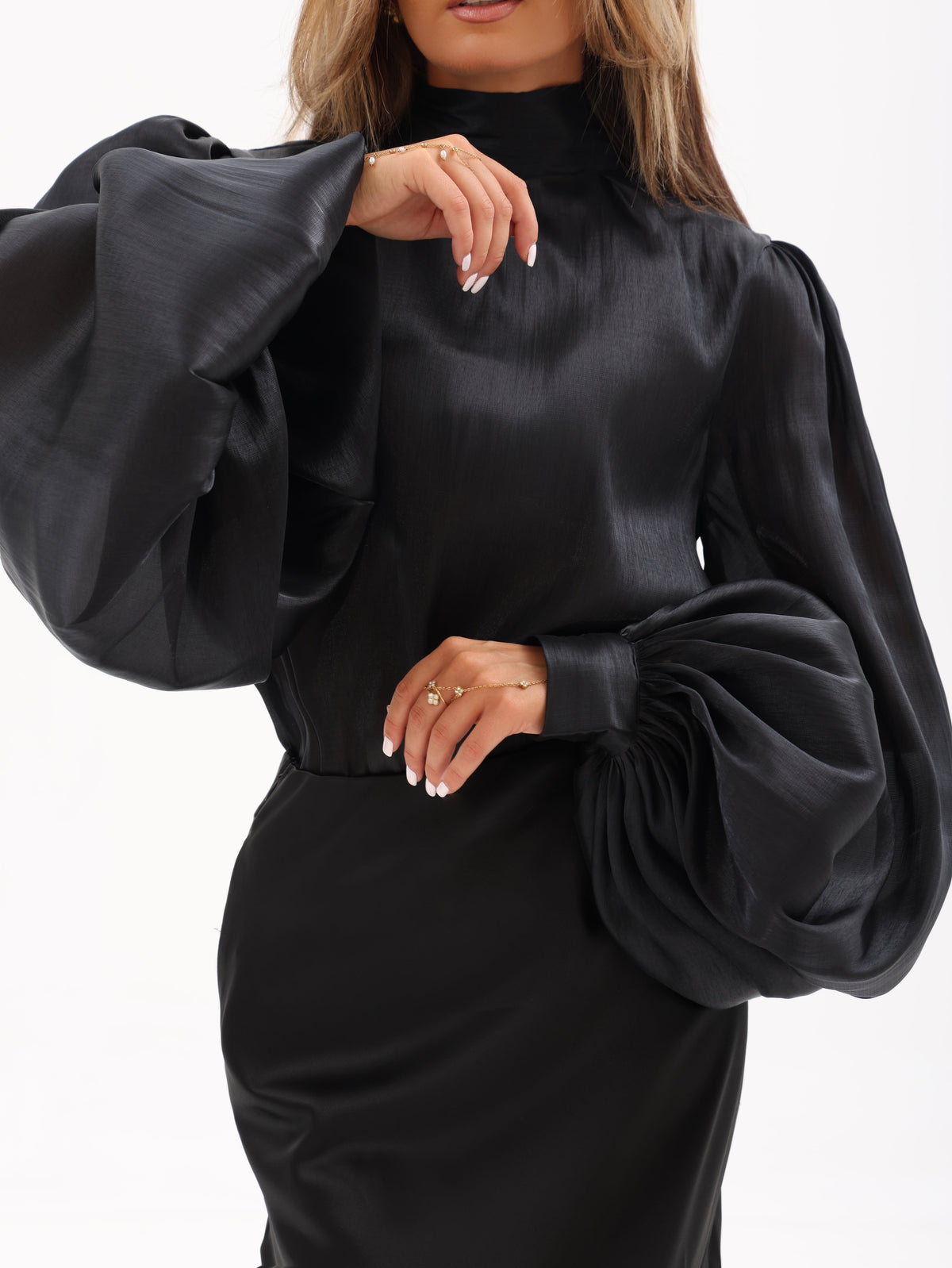 Balloon Sleeve Organza Blouse